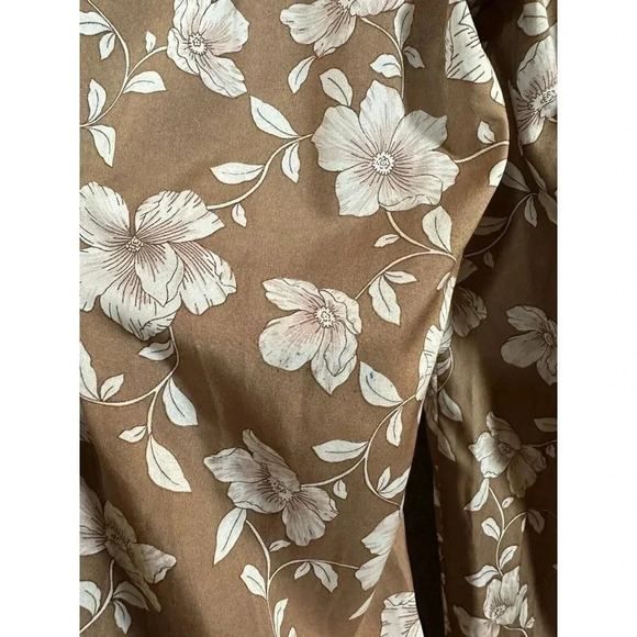 BOG collective wide‎ leg pant Small S Brown Floral Pink Print BK garments - Picture 7 of 9